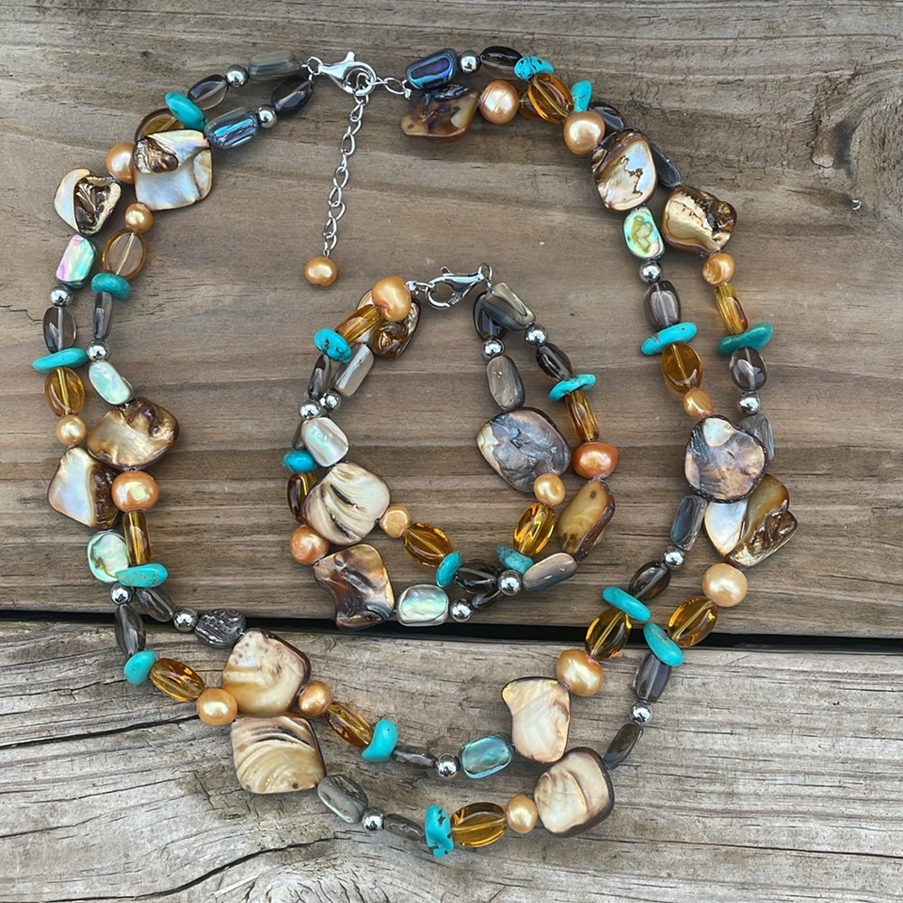 Multigemstone Bracelet and necklace 925 silver